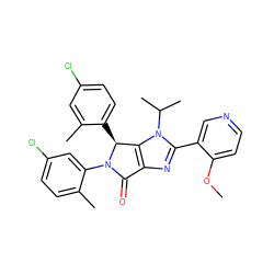 COc1ccncc1-c1nc2c(n1C(C)C)[C@H](c1ccc(Cl)cc1C)N(c1cc(Cl)ccc1C)C2=O ZINC000169705370