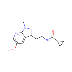 COc1cnc2c(c1)c(CCNC(=O)C1CC1)cn2C ZINC000027519648