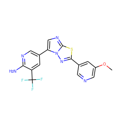 COc1cncc(-c2nn3c(-c4cnc(N)c(C(F)(F)F)c4)cnc3s2)c1 ZINC000068247392
