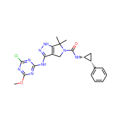 COc1nc(Cl)nc(Nc2n[nH]c3c2CN(C(=O)N[C@@H]2C[C@@H]2c2ccccc2)C3(C)C)n1 ZINC000115988674