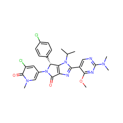 COc1nc(N(C)C)ncc1-c1nc2c(n1C(C)C)[C@@H](c1ccc(Cl)cc1)N(c1cc(Cl)c(=O)n(C)c1)C2=O ZINC000169705489