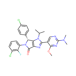 COc1nc(N(C)C)ncc1-c1nc2c(n1C(C)C)[C@@H](c1ccc(Cl)cc1)N(c1cccc(Cl)c1F)C2=O ZINC000169705685
