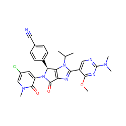 COc1nc(N(C)C)ncc1-c1nc2c(n1C(C)C)[C@H](c1ccc(C#N)cc1)N(c1cc(Cl)cn(C)c1=O)C2=O ZINC000169705553