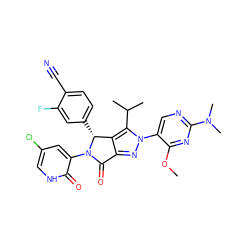 COc1nc(N(C)C)ncc1-n1nc2c(c1C(C)C)[C@@H](c1ccc(C#N)c(F)c1)N(c1cc(Cl)c[nH]c1=O)C2=O ZINC000224065070