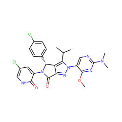 COc1nc(N(C)C)ncc1-n1nc2c(c1C(C)C)[C@@H](c1ccc(Cl)cc1)N(c1cc(Cl)c[nH]c1=O)C2=O ZINC000224079465