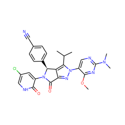 COc1nc(N(C)C)ncc1-n1nc2c(c1C(C)C)[C@H](c1ccc(C#N)cc1)N(c1cc(Cl)c[nH]c1=O)C2=O ZINC000206095052