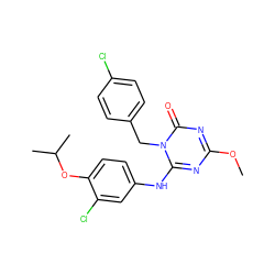 COc1nc(Nc2ccc(OC(C)C)c(Cl)c2)n(Cc2ccc(Cl)cc2)c(=O)n1 ZINC000200505454
