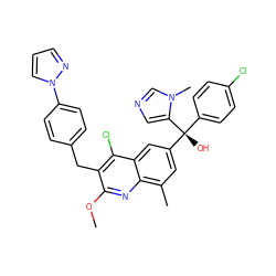 COc1nc2c(C)cc([C@@](O)(c3ccc(Cl)cc3)c3cncn3C)cc2c(Cl)c1Cc1ccc(-n2cccn2)cc1 ZINC000219585465