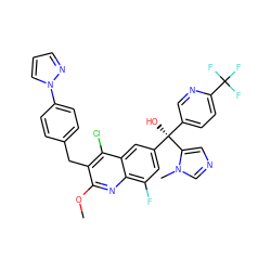 COc1nc2c(F)cc([C@@](O)(c3ccc(C(F)(F)F)nc3)c3cncn3C)cc2c(Cl)c1Cc1ccc(-n2cccn2)cc1 ZINC001772578976