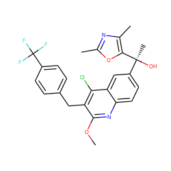 COc1nc2ccc([C@](C)(O)c3oc(C)nc3C)cc2c(Cl)c1Cc1ccc(C(F)(F)F)cc1 ZINC001772649254