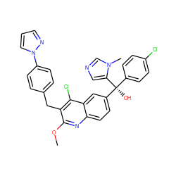 COc1nc2ccc([C@](O)(c3ccc(Cl)cc3)c3cncn3C)cc2c(Cl)c1Cc1ccc(-n2cccn2)cc1 ZINC000219490732