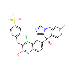 COc1nc2ccc([C@](O)(c3ccc(Cl)cc3)c3cncn3C)cc2c(Cl)c1Cc1ccc(S(C)(=O)=O)cc1 ZINC000219490423