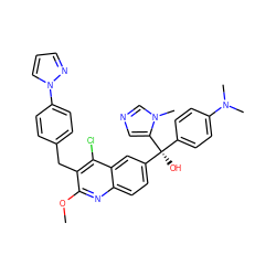 COc1nc2ccc([C@](O)(c3ccc(N(C)C)cc3)c3cncn3C)cc2c(Cl)c1Cc1ccc(-n2cccn2)cc1 ZINC000219585105