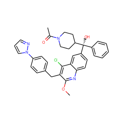 COc1nc2ccc([C@](O)(c3ccccc3)C3CCN(C(C)=O)CC3)cc2c(Cl)c1Cc1ccc(-n2cccn2)cc1 ZINC000219580710