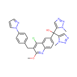 COc1nc2ccc(C(O)(c3cnnn3C)c3cnnn3C)cc2c(Cl)c1Cc1ccc(-n2cccn2)cc1 ZINC000219531604