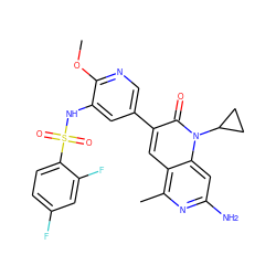 COc1ncc(-c2cc3c(C)nc(N)cc3n(C3CC3)c2=O)cc1NS(=O)(=O)c1ccc(F)cc1F ZINC000103259790