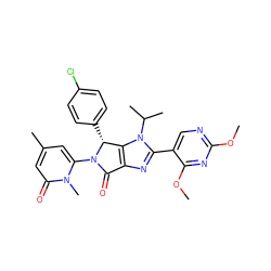 COc1ncc(-c2nc3c(n2C(C)C)[C@@H](c2ccc(Cl)cc2)N(c2cc(C)cc(=O)n2C)C3=O)c(OC)n1 ZINC000169705823