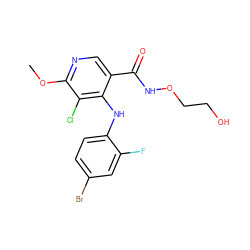 COc1ncc(C(=O)NOCCO)c(Nc2ccc(Br)cc2F)c1Cl ZINC000028567251