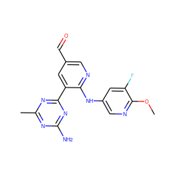 COc1ncc(Nc2ncc(C=O)cc2-c2nc(C)nc(N)n2)cc1F ZINC000113148873