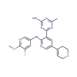 COc1ncc(Nc2ncc(C3=CCOCC3)cc2-c2nc(C)nc(N)n2)cc1F ZINC000113154131