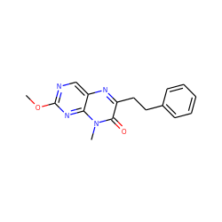 COc1ncc2nc(CCc3ccccc3)c(=O)n(C)c2n1 ZINC000004238296