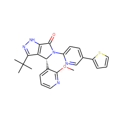 COc1ncccc1[C@@H]1c2c(C(C)(C)C)n[nH]c2C(=O)N1c1ccc(-c2cccs2)cn1 ZINC000096177267