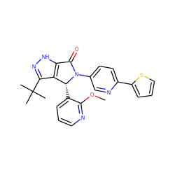 COc1ncccc1[C@@H]1c2c(C(C)(C)C)n[nH]c2C(=O)N1c1ccc(-c2cccs2)nc1 ZINC000096177277