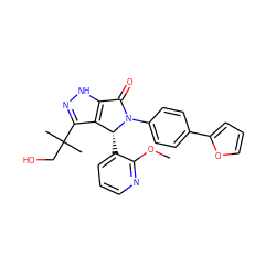 COc1ncccc1[C@@H]1c2c(C(C)(C)CO)n[nH]c2C(=O)N1c1ccc(-c2ccco2)cc1 ZINC000096177119