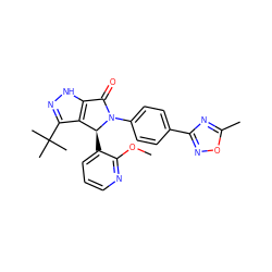 COc1ncccc1[C@H]1c2c(C(C)(C)C)n[nH]c2C(=O)N1c1ccc(-c2noc(C)n2)cc1 ZINC000096177202