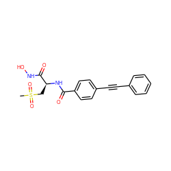 CS(=O)(=O)C[C@H](NC(=O)c1ccc(C#Cc2ccccc2)cc1)C(=O)NO ZINC000096910104