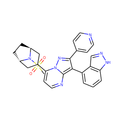 CS(=O)(=O)N1[C@H]2CC[C@H]1CC(c1ccnc3c(-c4cccc5[nH]ncc45)c(-c4ccncc4)nn13)C2 ZINC000101299295