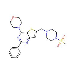 CS(=O)(=O)N1CCN(Cc2cc3nc(-c4ccccc4)nc(N4CCOCC4)c3s2)CC1 ZINC000049035667