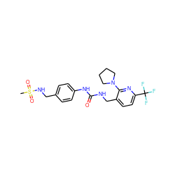 CS(=O)(=O)NCc1ccc(NC(=O)NCc2ccc(C(F)(F)F)nc2N2CCCC2)cc1 ZINC000169703312