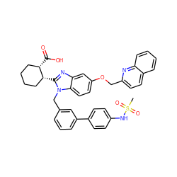 CS(=O)(=O)Nc1ccc(-c2cccc(Cn3c([C@@H]4CCCC[C@@H]4C(=O)O)nc4cc(OCc5ccc6ccccc6n5)ccc43)c2)cc1 ZINC000220525445