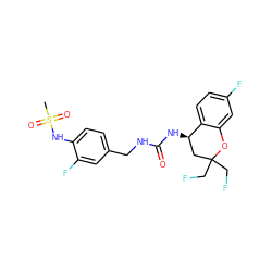 CS(=O)(=O)Nc1ccc(CNC(=O)N[C@@H]2CC(CF)(CF)Oc3cc(F)ccc32)cc1F ZINC000169704456