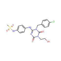 CS(=O)(=O)Nc1ccc(Nc2nc(=O)n(CCO)c(=O)n2Cc2ccc(Cl)cc2)cc1 ZINC000204175125