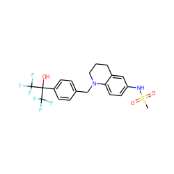 CS(=O)(=O)Nc1ccc2c(c1)CCCN2Cc1ccc(C(O)(C(F)(F)F)C(F)(F)F)cc1 ZINC000224757571