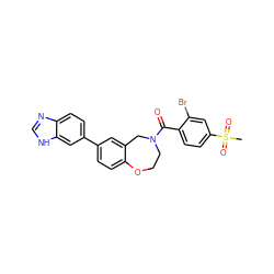 CS(=O)(=O)c1ccc(C(=O)N2CCOc3ccc(-c4ccc5nc[nH]c5c4)cc3C2)c(Br)c1 ZINC000095592502