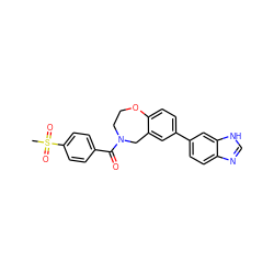 CS(=O)(=O)c1ccc(C(=O)N2CCOc3ccc(-c4ccc5nc[nH]c5c4)cc3C2)cc1 ZINC000095590620