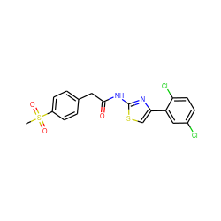 CS(=O)(=O)c1ccc(CC(=O)Nc2nc(-c3cc(Cl)ccc3Cl)cs2)cc1 ZINC000010252624
