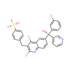 CS(=O)(=O)c1ccc(Cc2c(Cl)nc3ccc([C@](O)(c4cccnc4)c4cccc(Cl)c4)cc3c2Cl)cc1 ZINC000219563495