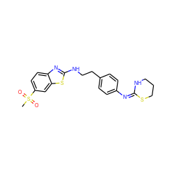 CS(=O)(=O)c1ccc2nc(NCCc3ccc(/N=C4\NCCCS4)cc3)sc2c1 ZINC000049110044