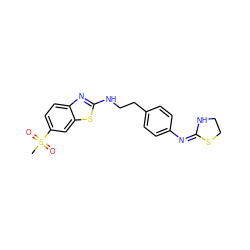 CS(=O)(=O)c1ccc2nc(NCCc3ccc(/N=C4\NCCS4)cc3)sc2c1 ZINC000049032063