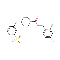 CS(=O)(=O)c1cccc(OC2CCN(C(=O)NCc3ccc(Cl)cc3Cl)CC2)c1 ZINC000045349230