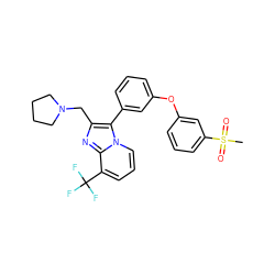 CS(=O)(=O)c1cccc(Oc2cccc(-c3c(CN4CCCC4)nc4c(C(F)(F)F)cccn34)c2)c1 ZINC000049021403