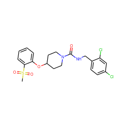 CS(=O)(=O)c1ccccc1OC1CCN(C(=O)NCc2ccc(Cl)cc2Cl)CC1 ZINC000045335964