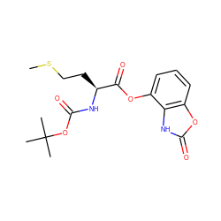 CSCC[C@H](NC(=O)OC(C)(C)C)C(=O)Oc1cccc2oc(=O)[nH]c12 ZINC000095601188