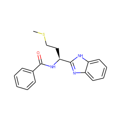 CSCC[C@H](NC(=O)c1ccccc1)c1nc2ccccc2[nH]1 ZINC000002303057