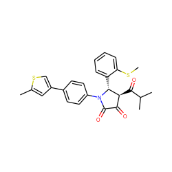 CSc1ccccc1[C@@H]1[C@@H](C(=O)C(C)C)C(=O)C(=O)N1c1ccc(-c2csc(C)c2)cc1 ZINC000169696631