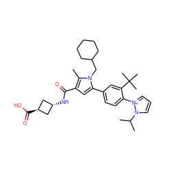 Cc1c(C(=O)N[C@H]2C[C@H](C(=O)O)C2)cc(-c2ccc(-[n+]3cccn3C(C)C)c(C(C)(C)C)c2)n1CC1CCCCC1 ZINC000299825580